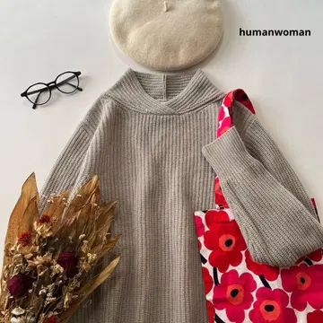 b1820* 휴먼 우먼 숄카라 울 혼방 니트