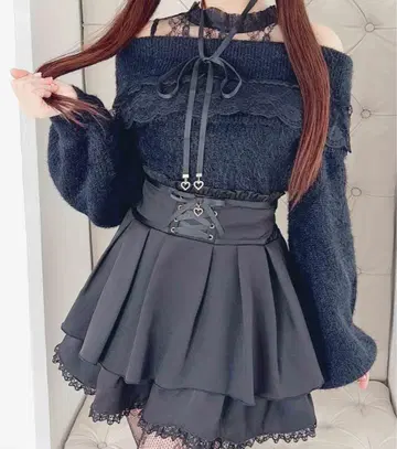 지뢰계 MARS 어깨 트임 샤기 니트탑