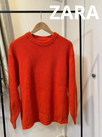 ZARA 리브 니트 스웨터 오렌지
