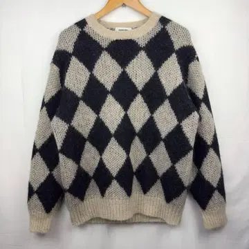 새상품급 monkey time 모헤어 니트 스웨터 다이아 무늬 아가일 M