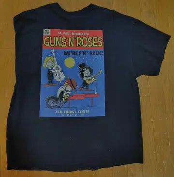 Guns N' Roses 건즈 스누피 피넛 T셔츠(XXL)