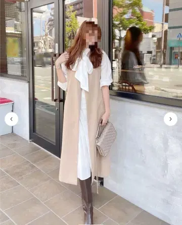 새상품급 베이지 롱베스트 허리 벨트 포함