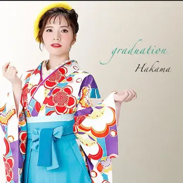 졸업 하카마 기모노 니샤쿠소데 재단 완료 파랑 기모노 단품