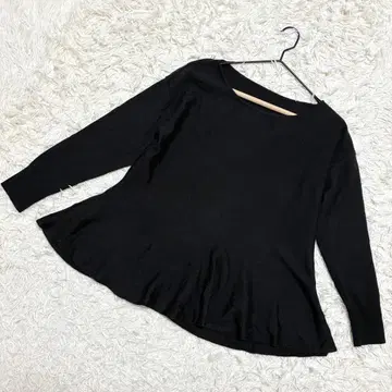 espie 고품질 페플럼 니트탑 밑단 플레어 성숙/러블리 블랙