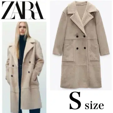 ZARA 새상품급 완판템 더블 브레스트 페이크 무스탕 코트 더블