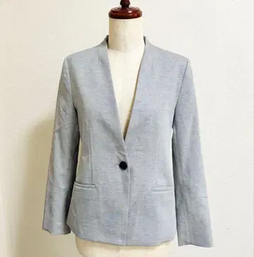 [ 새상품급 ] PLST 린넨 블렌드 컬러리스 자켓 그레이 워셔블 M