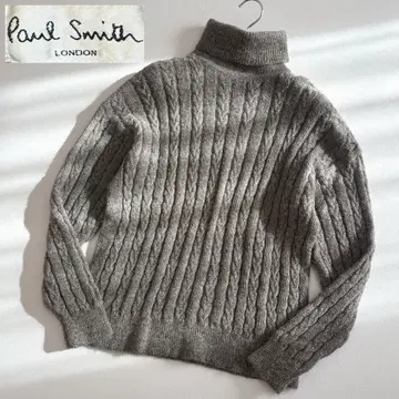 [ 알파카 100% ] 폴스미스 케이블 니트 터틀넥 M 그레이