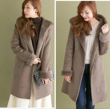 URBAN RESERCH ROSSO 울 혼방 페이크 무스탕 코트