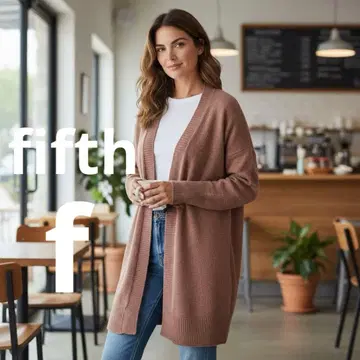 fifth 피프스 롱 니트 가디건 핑크 아우터 긴팔