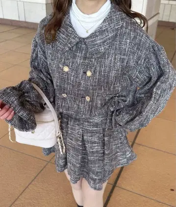 apres jour 리본 포함 트위드 자켓