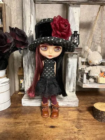 브라이스 아이시 인형 아웃핏 기모 원단 도트 무늬