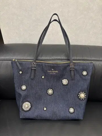 케이트 스페이드 데님 토트 비쥬