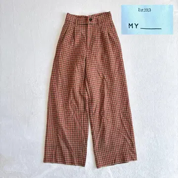 MY ___ 1LDK 캐시미어 혼방 울 와이드 팬츠 체크 하운드투스