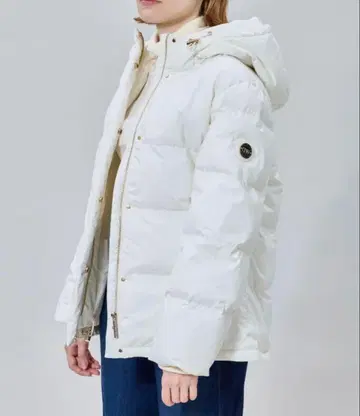 화이트 후드 부착 다운 자켓 L 사이즈