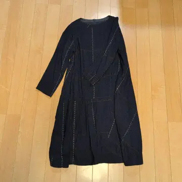 io comme io 거의 새상품!! 네이비 패치워크풍 롱 원피스