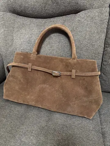 스웨이드 핸드백 벨트 포함 A4 사이즈 브라운 가벼운 대용량 새상품