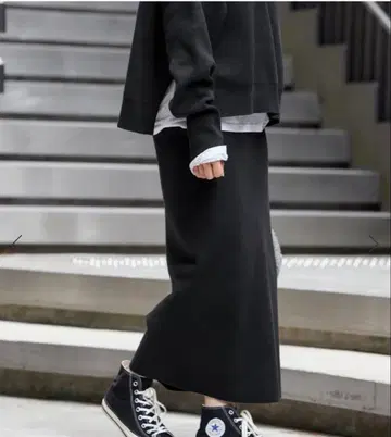 프레임워크 더블 자카드 스트레이트 스커트 블랙 36