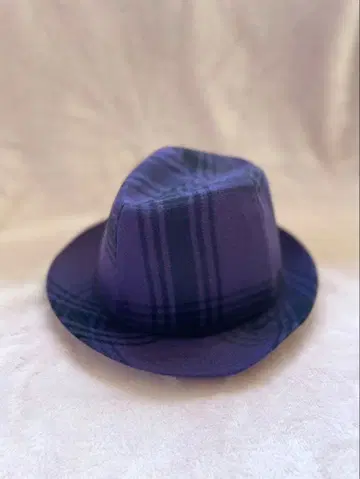 Paul Smith 폴스미스 보라색 체크 무늬 울 중절 페도라 햇