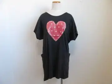 하트 프린트 반팔 T셔츠 차콜 그레이