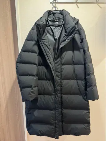 미사용 UNIQLO 심리스 다운 롱 코트 남성용 4XL 블랙