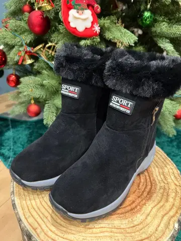 블랙 스웨이드 퍼 어그 부츠