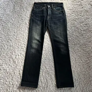 [ R by 45rpm ] 다크 블루 스트레이트 데님 페이드 가공