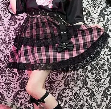 2 ACDCRAG 러브 펑크 지뢰 미니 스커트 치마바지 핑크 미사용품