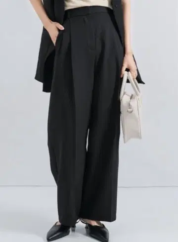 2개 세트 와이드 팬츠 NEUNA 하이웨스트 슬랙스 팬츠
