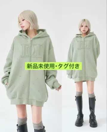 Darich DD 로고 비쥬 지퍼 후드티 민트