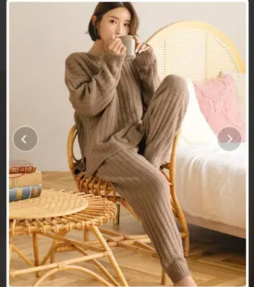 에메필 리브 몰 니트 복대 포함 긴팔 상하의 세트