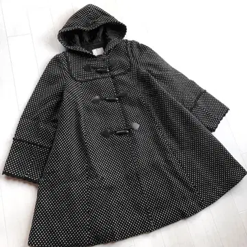핑크하우스 화이트 x 블랙 도트 무늬 레이스 A라인 더플 코트