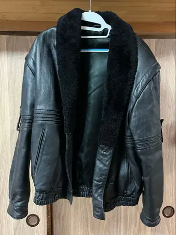 블랙 가죽 퍼 자켓