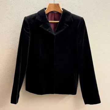 블랙 벨벳 버튼 자켓