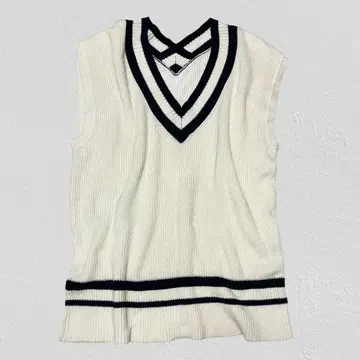 JEANA SiS 오버 사이즈 배색 니트 베스트 여성용 F