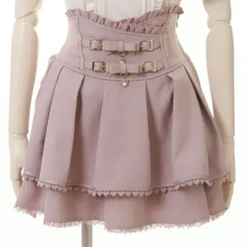 LIZULISA 2단 리본 벨트 치마바지 핑크