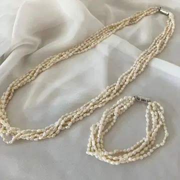 양귀비 펄 목걸이 팔찌 세트