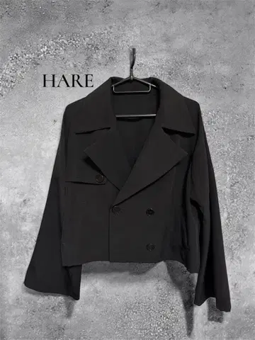 [ 새상품급 ] HARE 백 플리츠 숏 자켓 아우터 블랙