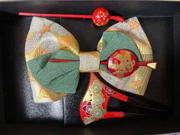 새상품! 일본 정통의상 소품 세트 그린과 금색 리본 등 3세트