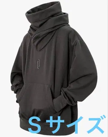 Eocicvi 터틀넥 후드 부착 후드티 블랙