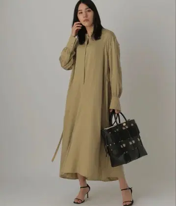 23ss 카오스 긴팔 원피스 벨트 롱 셔츠 원피스