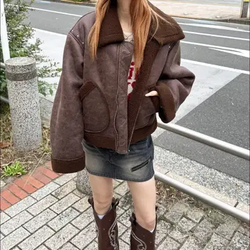 sedacle girl 스터드 무스탕 자켓