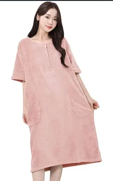 룸웨어 타월 원피스 핑크 베이지 파자마 홈웨어 목욕 가운