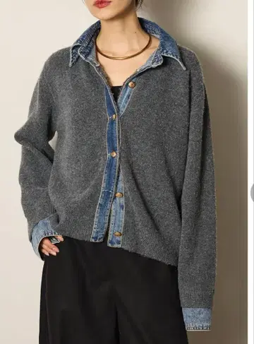 ESICA 니트 도킹 데님 셔츠