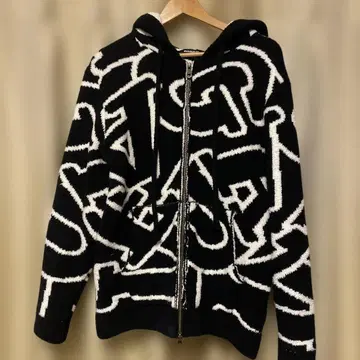 1PIU1UGUALE3 릴랙스 핏 후드티 L 블랙/화이트