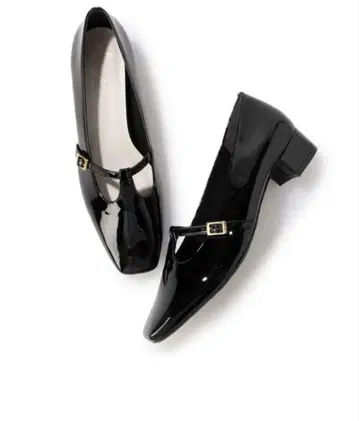 Launa lea 3cm 스퀘어토 T스트랩 펌프스 블랙 박스 있음