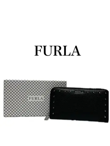 FURLA 훌라 장지갑 스터드 장식 라운드 지퍼 장지갑