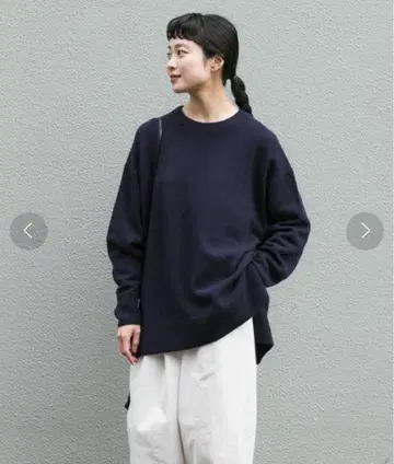 카구레 해밀턴 울 와이드 튜닉 네이비