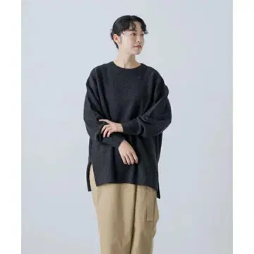 카구레 해밀턴 울 와이드 튜닉 차콜