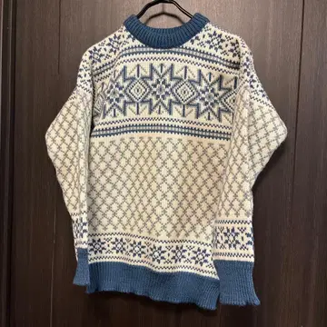 노르웨이 스웨터 아이보리/블루