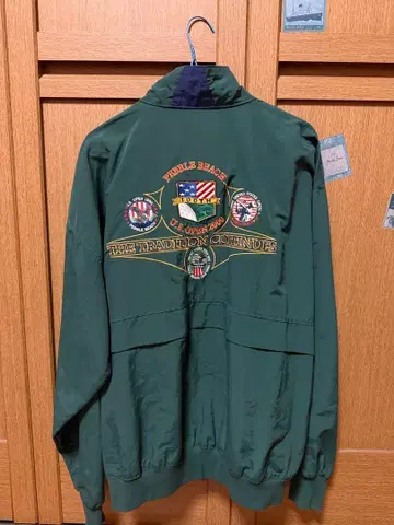 나일론 자켓 그린 자수